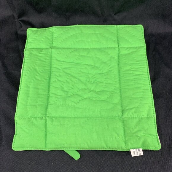 Hibiscus Flower Trivet Hawaiian Quilted Green Bows 9" x 9" NOS Vtg - Picture 7 of 7